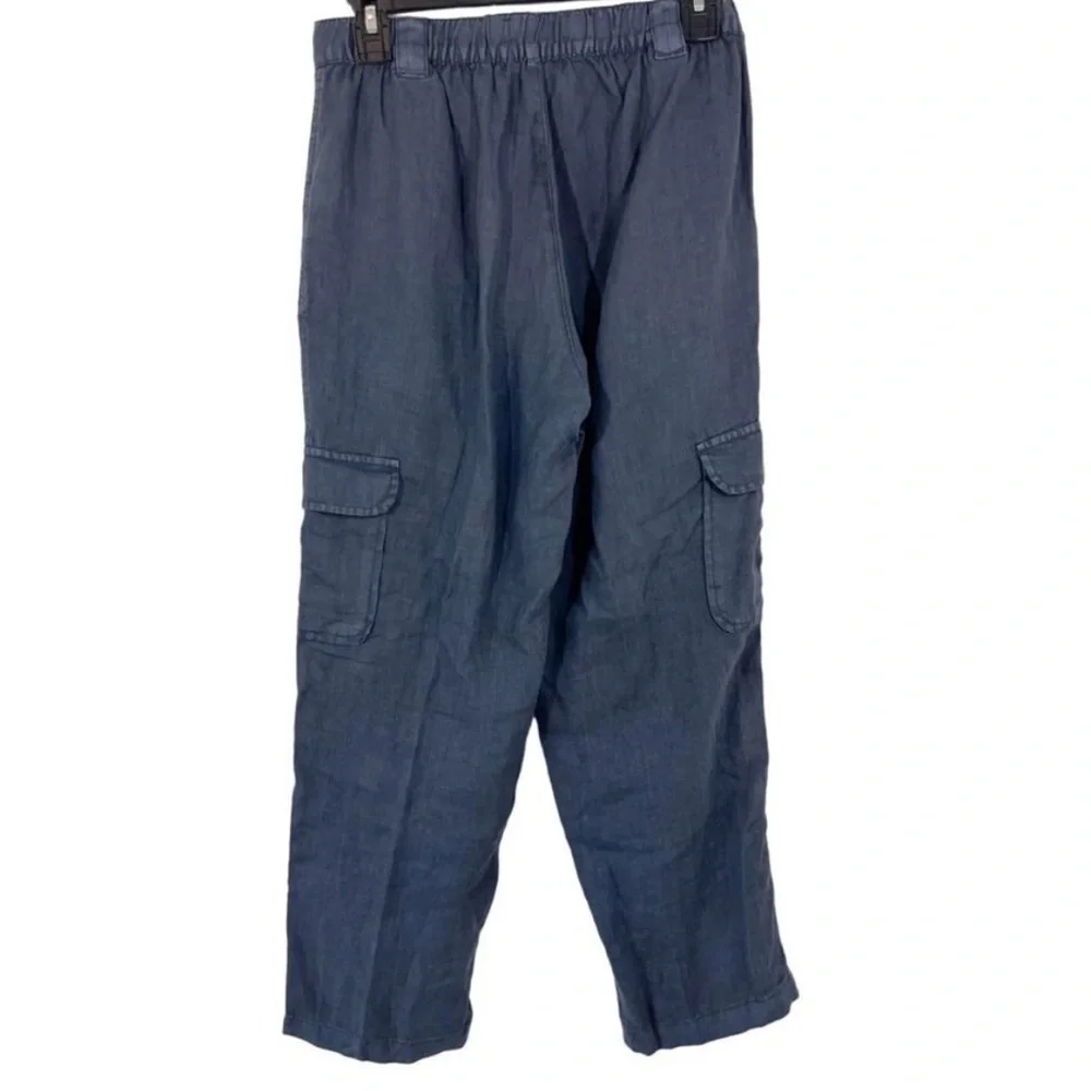 RACHEL Rachel Roy 💙 Blue Cargo Pants Relaxed Fit, size Large 100% Linen